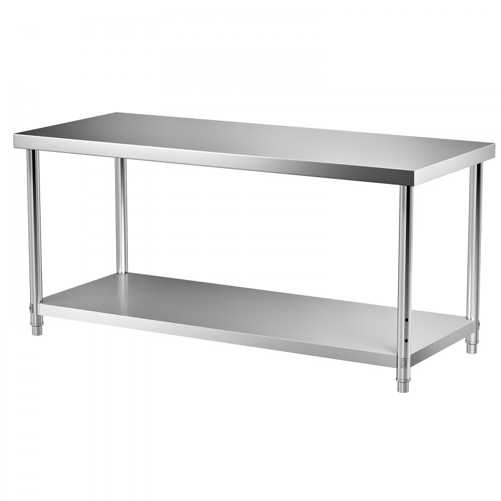 AMITOOLS Stainless Steel Prep Table, 72 x 30 x 34 Inch, 550lbs Load Capacity Heavy Duty Metal Worktable with Adjustable Undershelf, Commercial Workstation for Kitchen Restaurant Garage Backyard