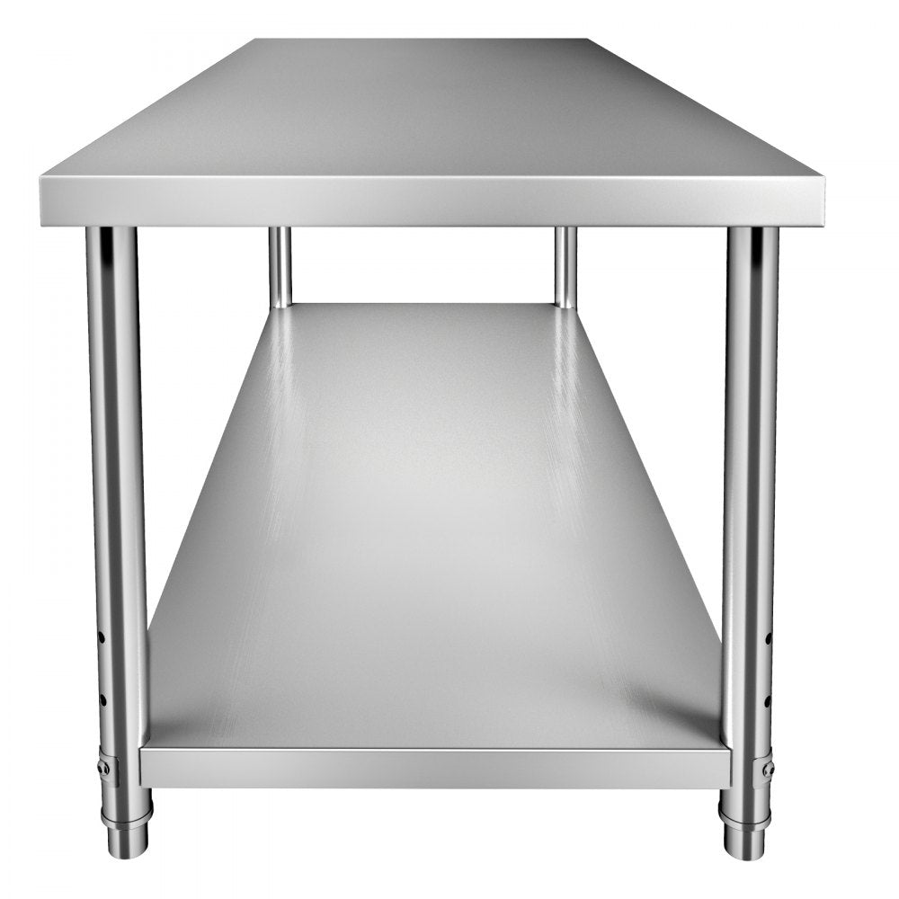 AMITOOLS Stainless Steel Prep Table, 72 x 30 x 34 Inch, 550lbs Load Capacity Heavy Duty Metal Worktable with Adjustable Undershelf, Commercial Workstation for Kitchen Restaurant Garage Backyard