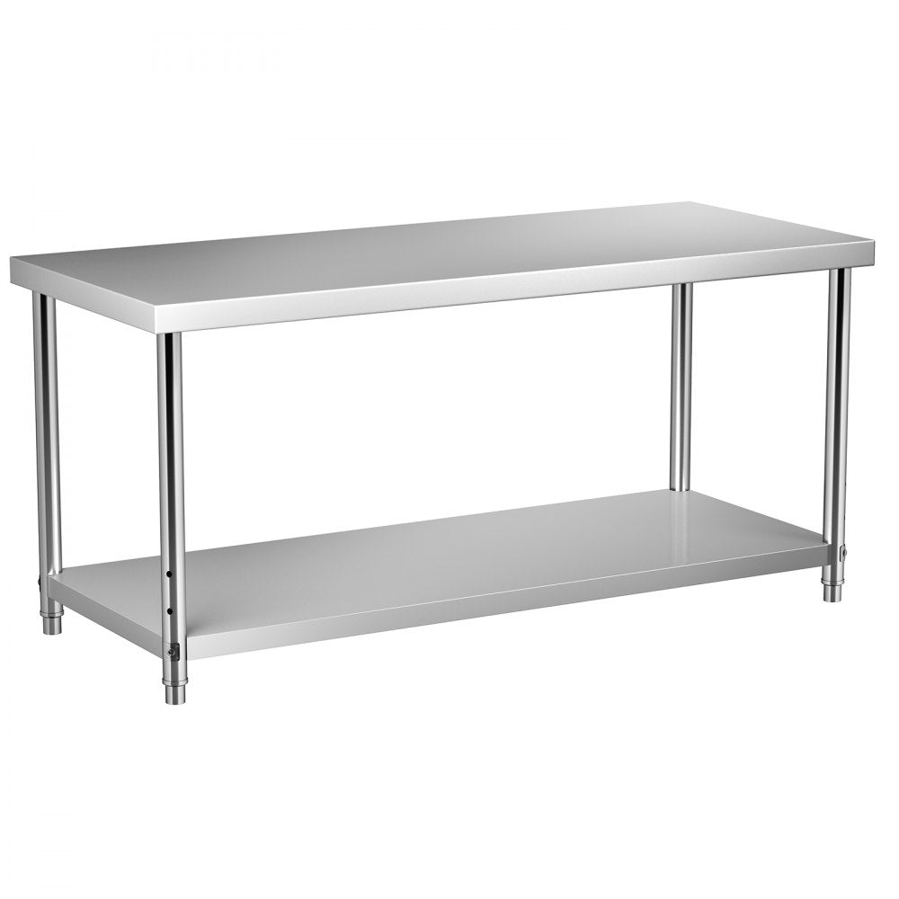 AMITOOLS Stainless Steel Prep Table, 72 x 30 x 34 Inch, 550lbs Load Capacity Heavy Duty Metal Worktable with Adjustable Undershelf, Commercial Workstation for Kitchen Restaurant Garage Backyard