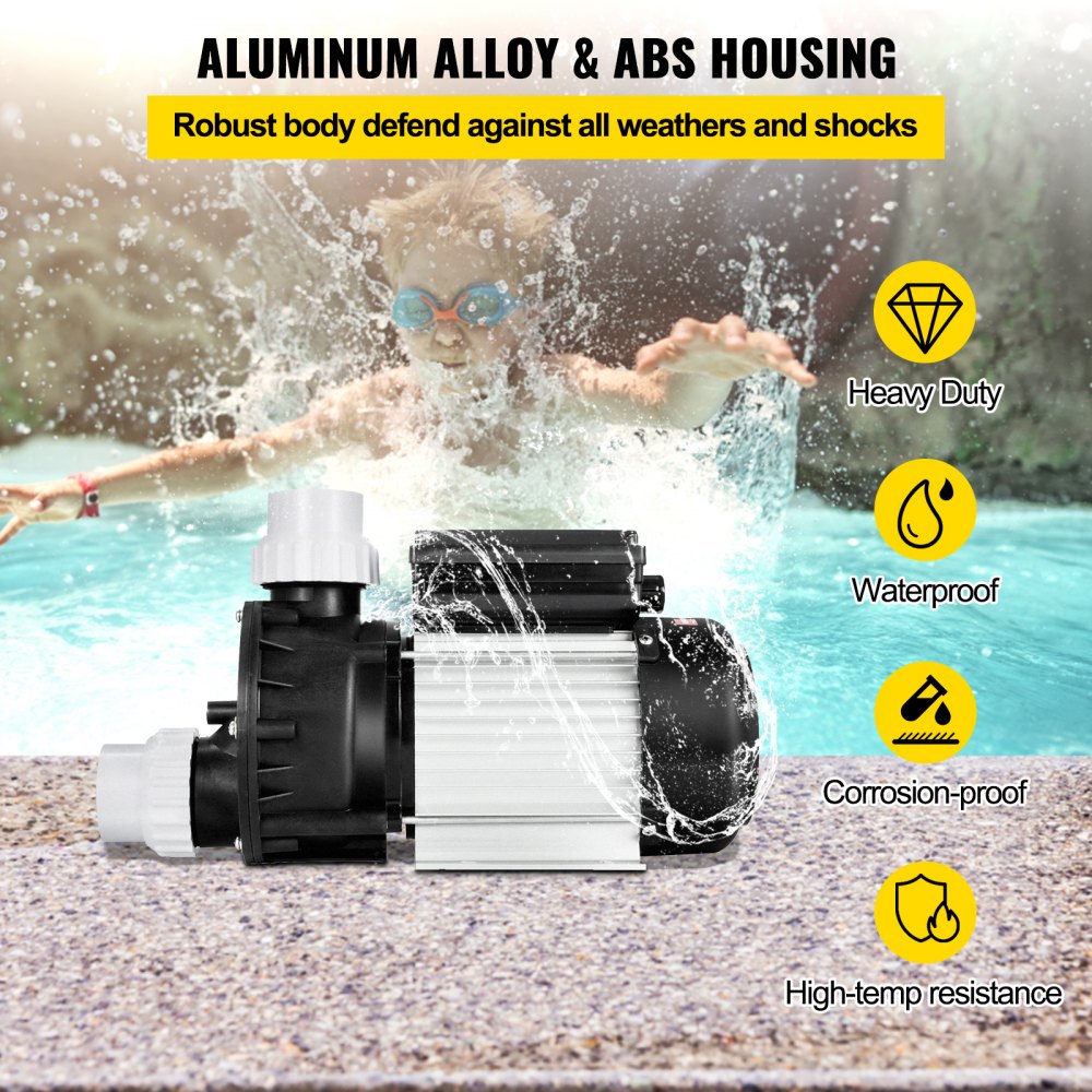 AMITOOLS Swimming 1/2 HP 110V Hot Tub 0.37 Kw Water Circulation Spa Pump Above Ground Pool and Whirlpool Bath, Black