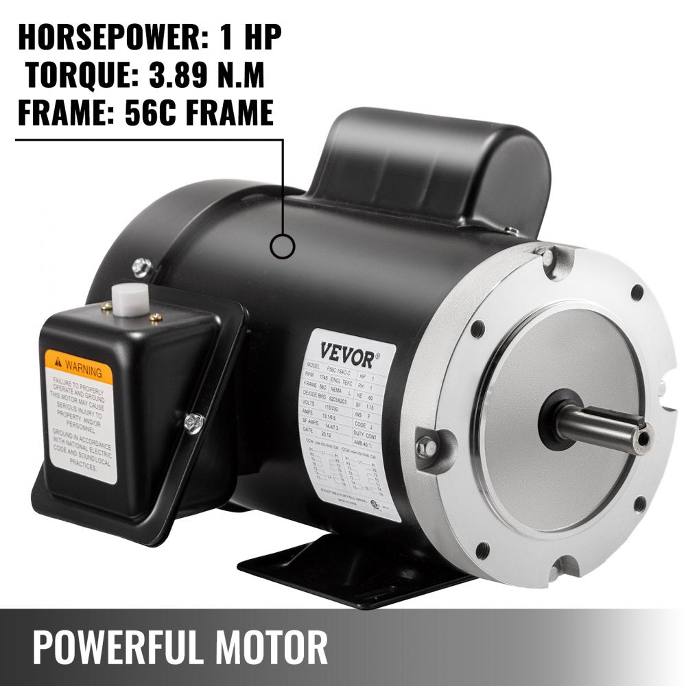 AMITOOLSNew 1Hp Electric Motor 140156C Single Phase 56C Frame TEFC 115/230V 1800RPM