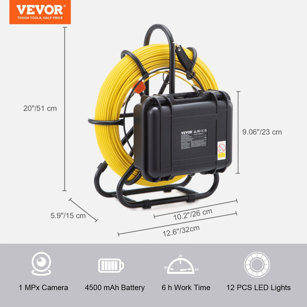 AMITOOLS Sewer Camera Pipe Inspection Camera 9-inch 720p Screen Pipe Camera 300 ft