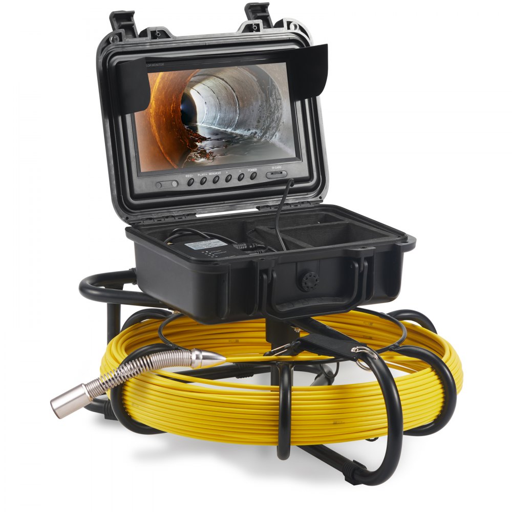 AMITOOLS Sewer Camera Pipe Inspection Camera 9-inch 720p Screen Pipe Camera 164 ft