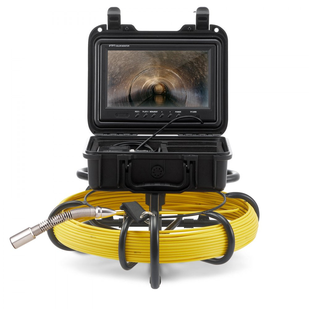 AMITOOLS Sewer Camera Pipe Inspection Camera 9-inch 720p Screen Pipe Camera 164 ft