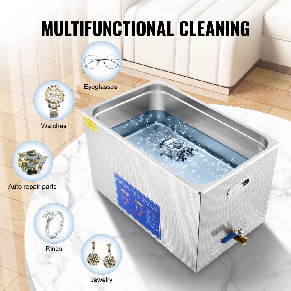 AMITOOLS Ultrasonic Cleaner 30L Ultrasonic Cleaner for Cleaning Eyeglasses Dentures Commercial Industrial Ultrasonic Cleaner with Digital Heater Timer and Cleaner Basket (30 Liter)