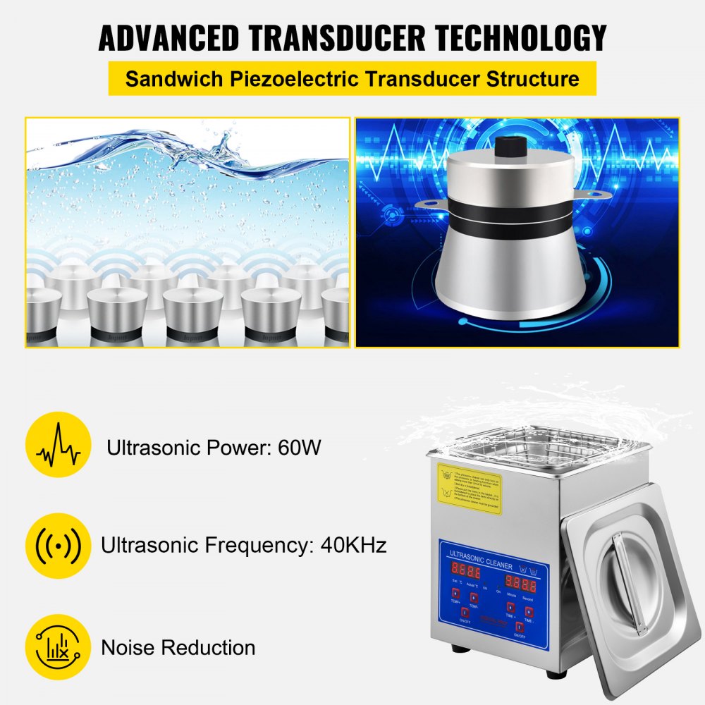 AMITOOLS Ultrasonic Cleaner 2L Digital Ultrasonic Parts Cleaner with Timer 40kHz Professional 304 Stainless Steel Ultrasonic Cleaner 110V for Jewelry Watch Glasses Diamond Eyeglass Small Parts Cleaning