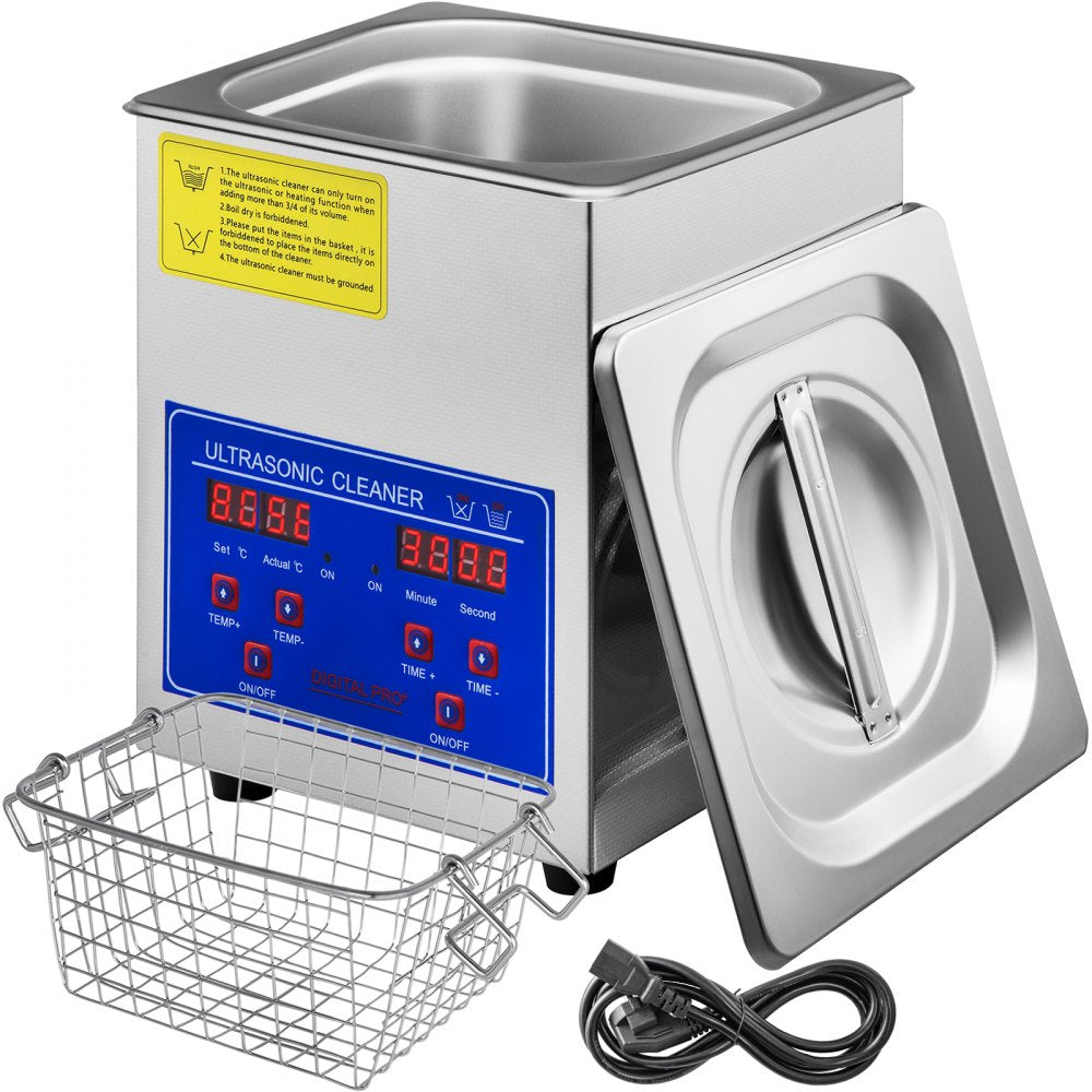 AMITOOLS Ultrasonic Cleaner 2L Digital Ultrasonic Parts Cleaner with Timer 40kHz Professional 304 Stainless Steel Ultrasonic Cleaner 110V for Jewelry Watch Glasses Diamond Eyeglass Small Parts Cleaning