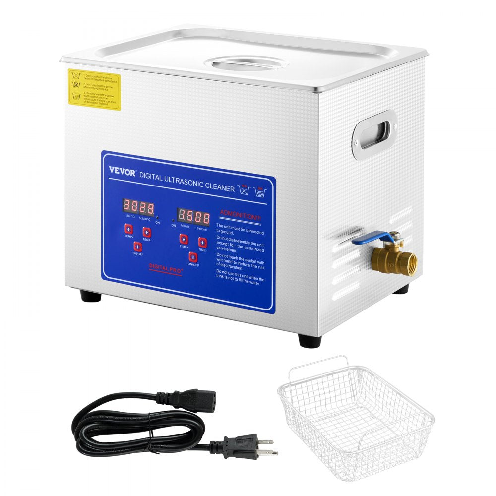 AMITOOLS Professional Ultrasonic Cleaner, 10L Ultrasonic Jewelry Cleaner with Digital Timer & Heater, Stainless Steel Industrial Sonic Cleaner 40kHz for Glasses, Watches, Rings, Small Parts