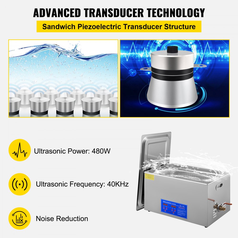 AMITOOLS 22L Industrial Ultrasonic Cleaner with Digital Timer&Heater 40kHz Professional Ultrasonic Cleaner 110V with Excellent Cleaning Effect for Wrench Tools Industrial Parts Mental Apparatus