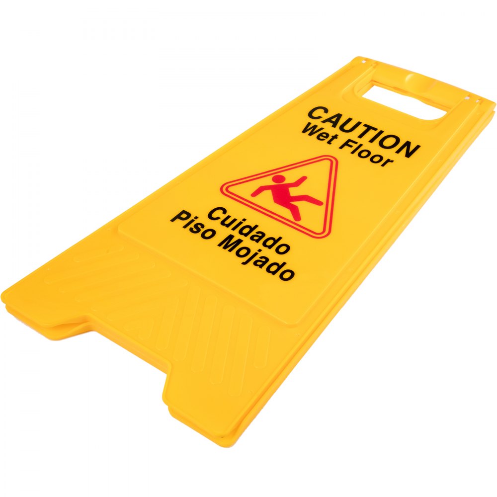 AMITOOLS 12 Pack Caution Wet Floor Sign 25-Inch Yellow Wet Floor Sign Double Sided Wet Floor Cones Fold-Out Bilingual Plastic Board for Indoors and Outdoors