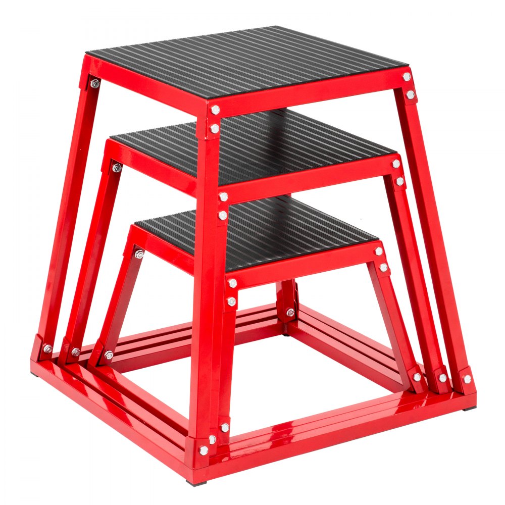 AMITOOLS Plyometric Platform Box Fitness Exercise Jump Box Step Plyometric Box Jump for Exercise Fit Training (12/18/24/Red) (12&18&24 inch)