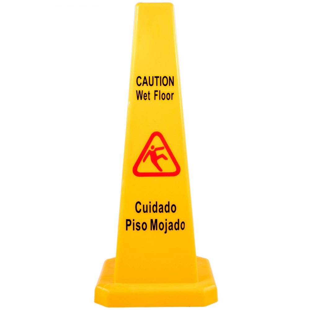 AMITOOLS 10 Pack Floor Safety Cone 26-Inch Yellow Caution Wet Floor Sign 4 Sided Floor Wet Sign Public Safety Wet Floor Cones Bilingual Wet Sign for Indoors and Outdoors