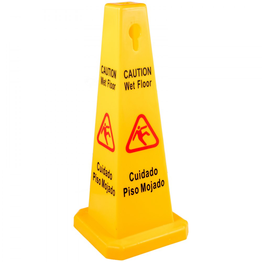 AMITOOLS 10 Pack Floor Safety Cone 26-Inch Yellow Caution Wet Floor Sign 4 Sided Floor Wet Sign Public Safety Wet Floor Cones Bilingual Wet Sign for Indoors and Outdoors