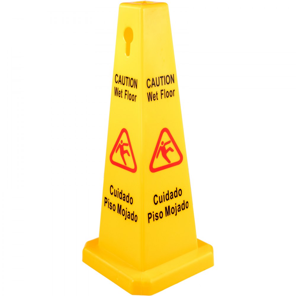 AMITOOLS 10 Pack Floor Safety Cone 26-Inch Yellow Caution Wet Floor Sign 4 Sided Floor Wet Sign Public Safety Wet Floor Cones Bilingual Wet Sign for Indoors and Outdoors