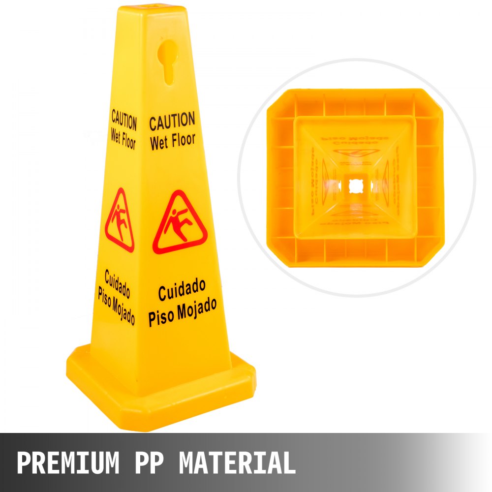 AMITOOLS 10 Pack Floor Safety Cone 26-Inch Yellow Caution Wet Floor Sign 4 Sided Floor Wet Sign Public Safety Wet Floor Cones Bilingual Wet Sign for Indoors and Outdoors