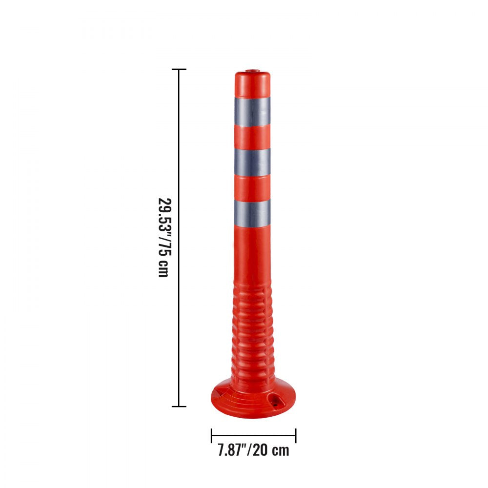 AMITOOLS Traffic Delineator, 6 PCS Posts Channelizer Cone, Delineator Post Kit 30” in Height, PU Traffic Post, Orange Safety Cones, Portable Spring Posts with Base, Barrier Cones with Reflective Bands