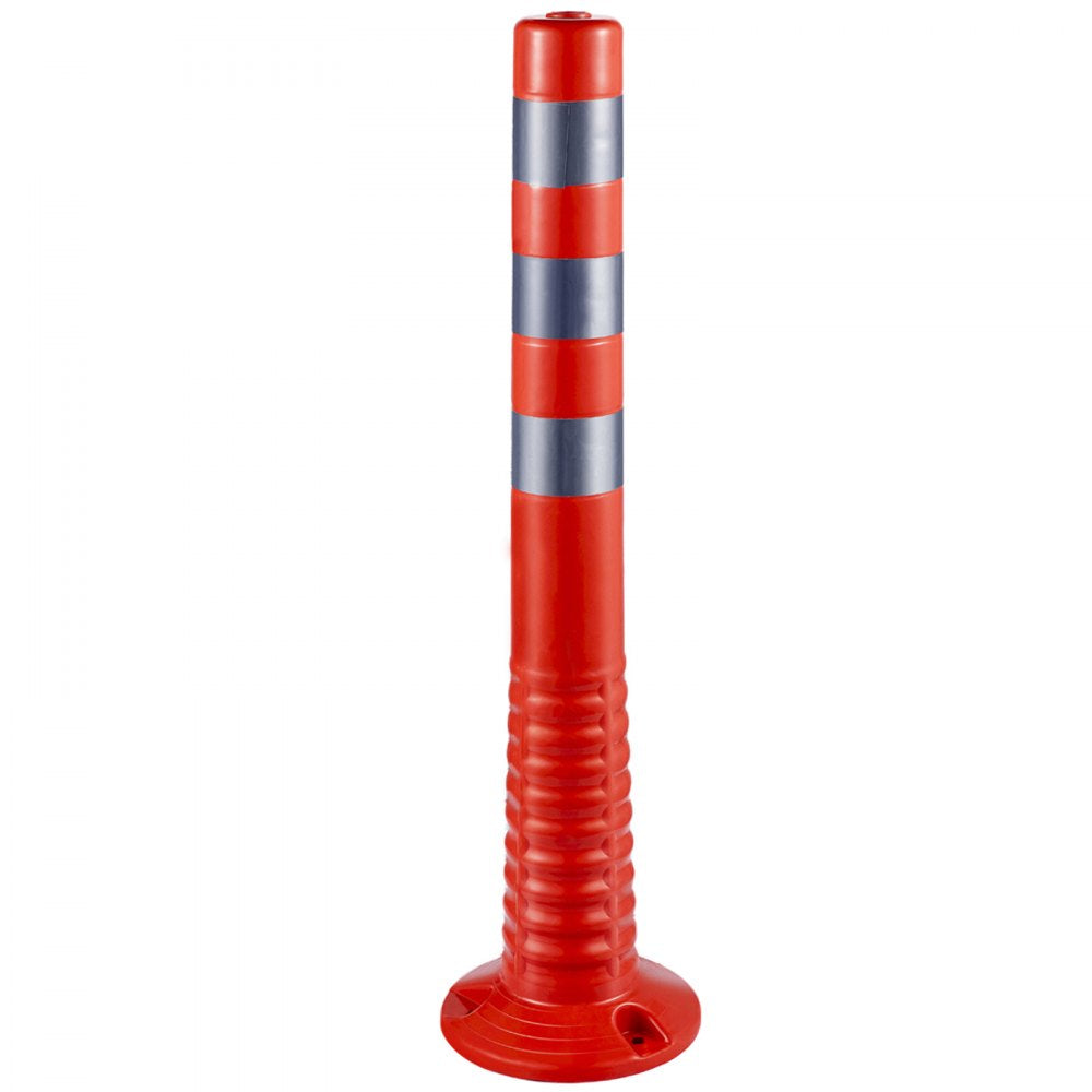 AMITOOLS Traffic Delineator, 6 PCS Posts Channelizer Cone, Delineator Post Kit 30” in Height, PU Traffic Post, Orange Safety Cones, Portable Spring Posts with Base, Barrier Cones with Reflective Bands