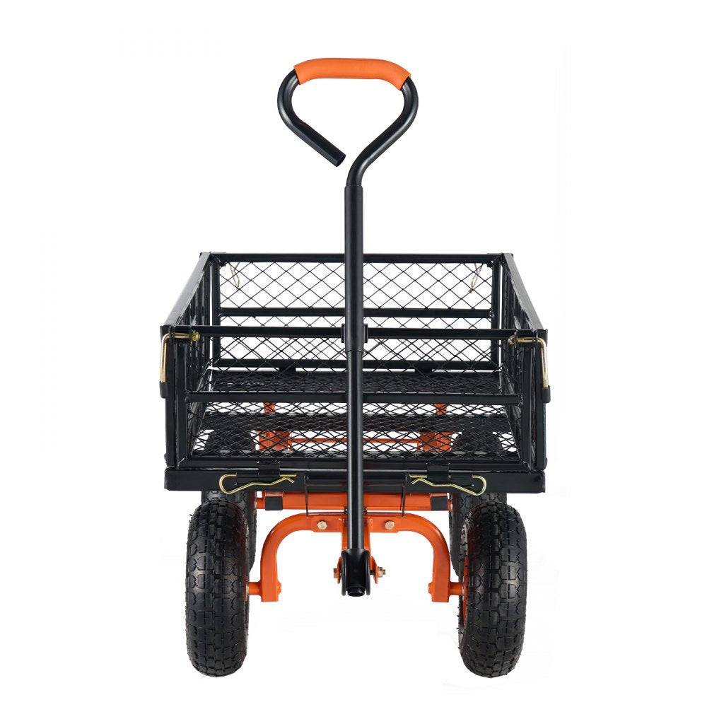 AMITOOLS Dump Cart, Metal Garden Dump Cart with Easy to Assemble Frame, Dump Wagon with 2-in-1 Convertible Handle, Utility Wheelbarrow 400 lbs Capacity, 10 inch Tires