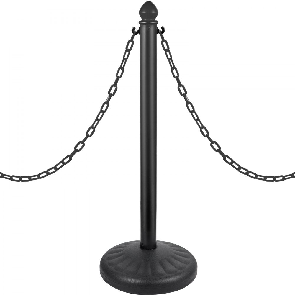 AMITOOLS Plastic Stanchion, 4pcs Chain Stanchion, Outdoor Stanchion w/ 4 x 39.5in Long Chains, PE Plastic Crowd Control Barrier for Warning/Crowd Control at Restaurant, Supermarket, Exhibition, City Mall