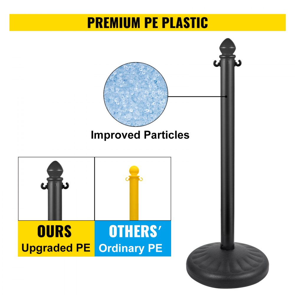 AMITOOLS Plastic Stanchion, 4pcs Chain Stanchion, Outdoor Stanchion w/ 4 x 39.5in Long Chains, PE Plastic Crowd Control Barrier for Warning/Crowd Control at Restaurant, Supermarket, Exhibition, City Mall