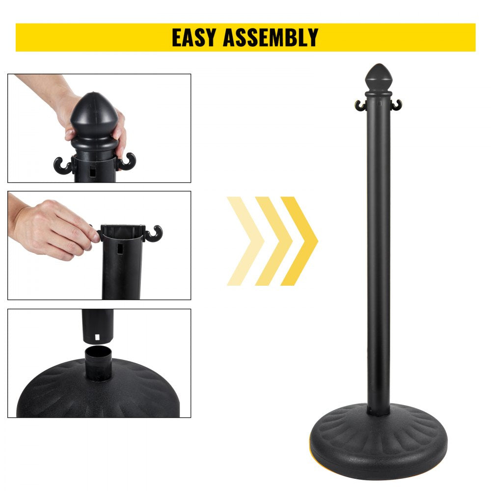 AMITOOLS Plastic Stanchion, 4pcs Chain Stanchion, Outdoor Stanchion w/ 4 x 39.5in Long Chains, PE Plastic Crowd Control Barrier for Warning/Crowd Control at Restaurant, Supermarket, Exhibition, City Mall