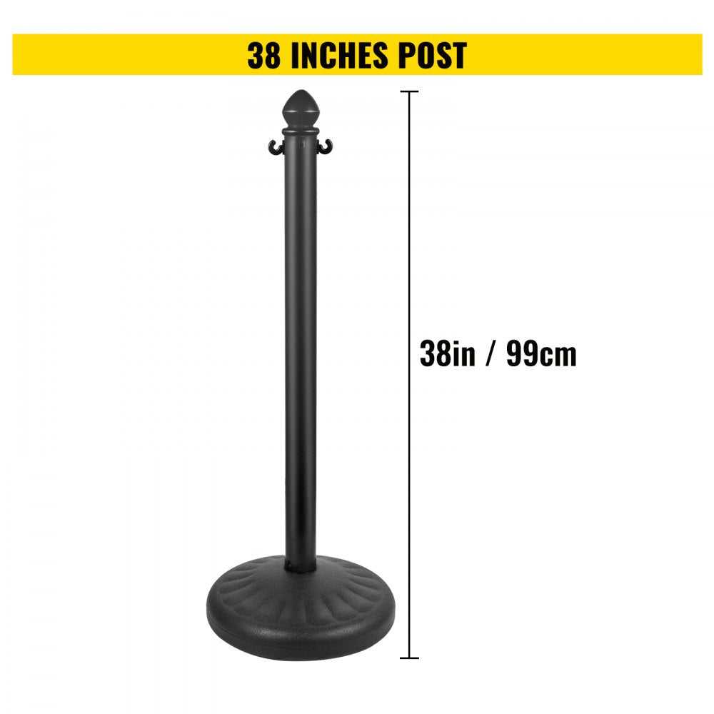 AMITOOLS Plastic Stanchion, 4pcs Chain Stanchion, Outdoor Stanchion w/ 4 x 39.5in Long Chains, PE Plastic Crowd Control Barrier for Warning/Crowd Control at Restaurant, Supermarket, Exhibition, City Mall