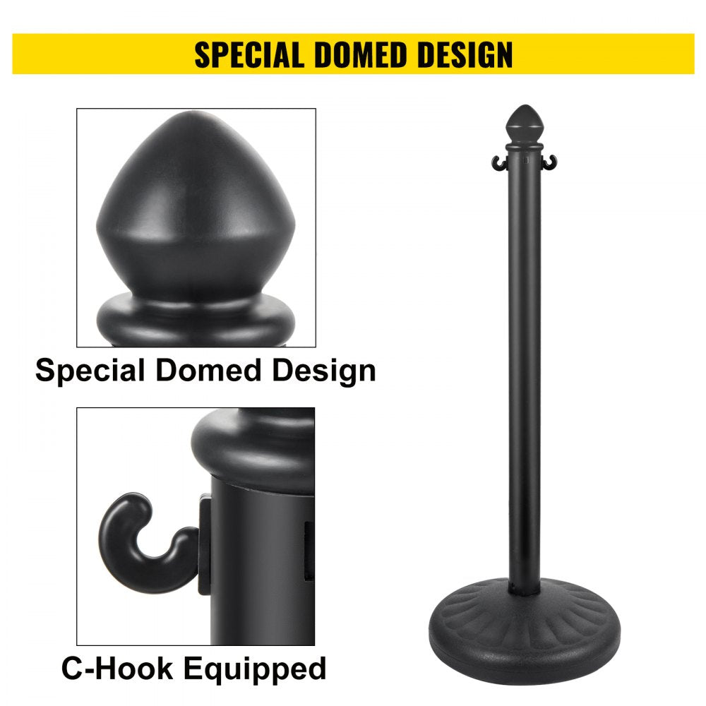 AMITOOLS Plastic Stanchion, 4pcs Chain Stanchion, Outdoor Stanchion w/ 4 x 39.5in Long Chains, PE Plastic Crowd Control Barrier for Warning/Crowd Control at Restaurant, Supermarket, Exhibition, City Mall