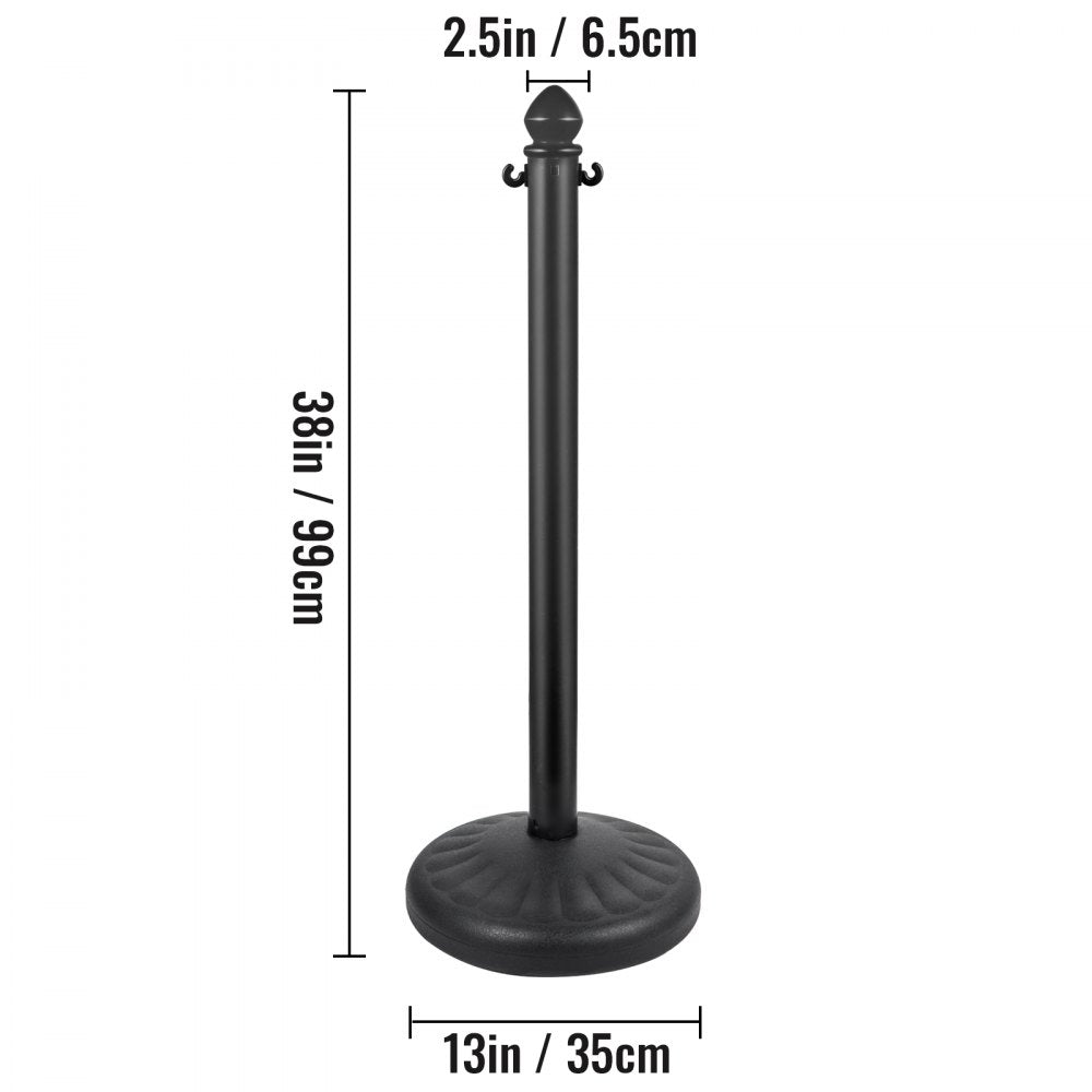 AMITOOLS Plastic Stanchion, 4pcs Chain Stanchion, Outdoor Stanchion w/ 4 x 39.5in Long Chains, PE Plastic Crowd Control Barrier for Warning/Crowd Control at Restaurant, Supermarket, Exhibition, City Mall