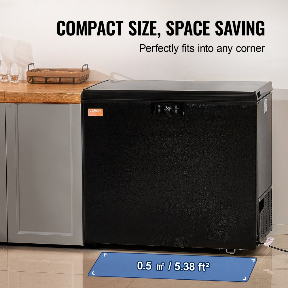 AMITOOLS Chest Freezer, 7 Cu.ft / 198 L Compact Deep Freezer, Free Standing Top Open Door Compact Freezers with 2 Removable Baskets & Adjustable Thermostat, Energy Saving & Low Noise, Black