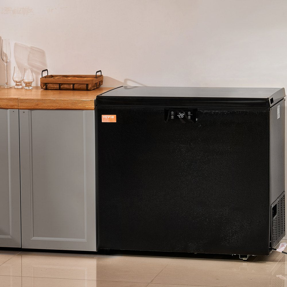 AMITOOLS Chest Freezer, 7 Cu.ft / 198 L Compact Deep Freezer, Free Standing Top Open Door Compact Freezers with 2 Removable Baskets & Adjustable Thermostat, Energy Saving & Low Noise, Black