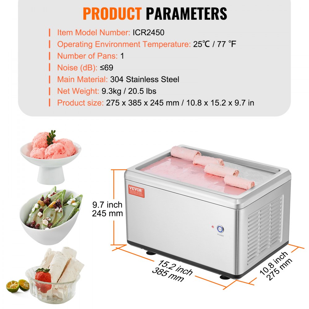 AMITOOLS Fried Ice Cream Roll Machine, 19.3