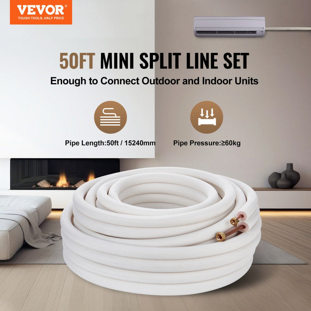 AMITOOLS 50FT Mini Split Line Set, 1/4