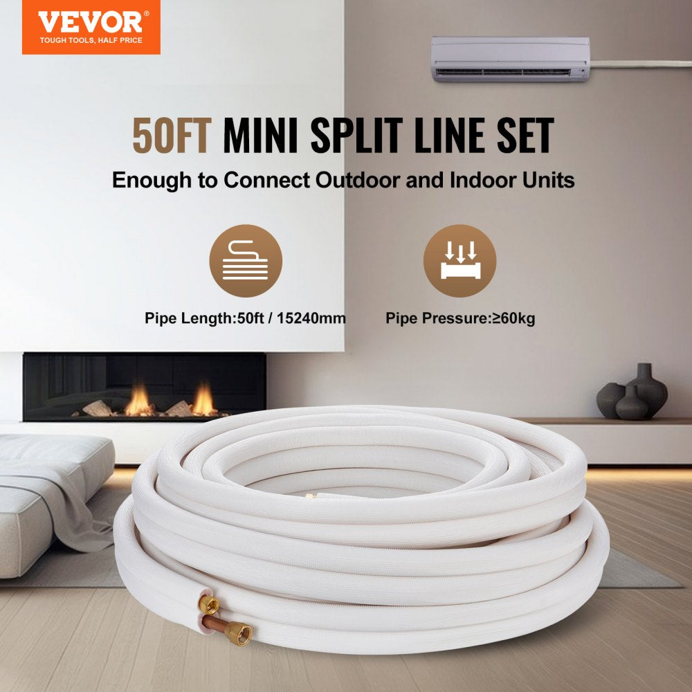 AMITOOLS 50FT Mini Split Line Set, 3/8