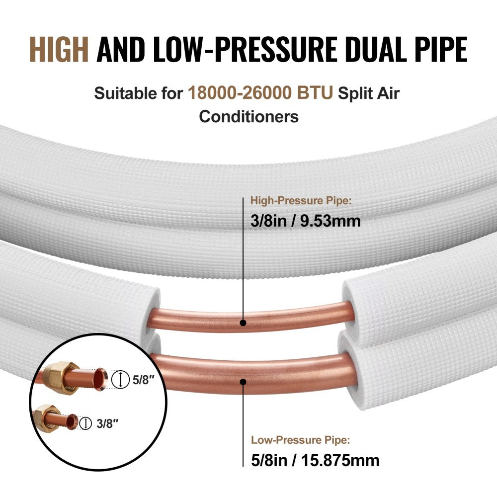 AMITOOLS 50FT Mini Split Line Set, 3/8