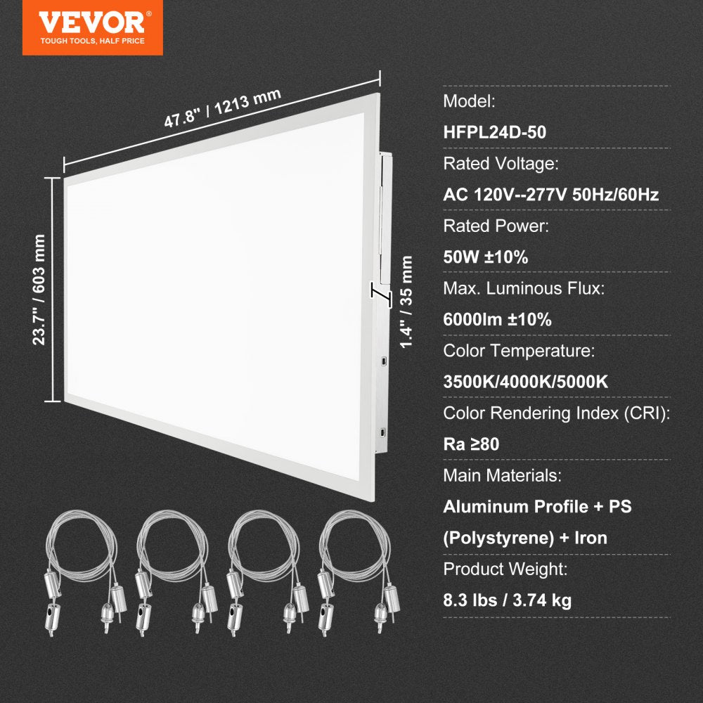 AMITOOLS 1 Pack 2x4 FT LED Flat Panel Light, 6000LM 50W, Surface Mount LED Drop Ceiling Light Fixture with Adjustable Color Temperature 3500K/4000K/5000K, Ultra Thin for Home Off Tested to UL Standards