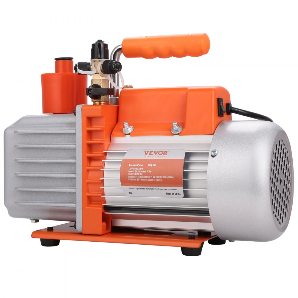 AMITOOLS 1/2 HP 2 Stage Rotary Vane Vacuum Pump, 7 CFM, 120V Air Conditioning Vacuum Pump, 1/4