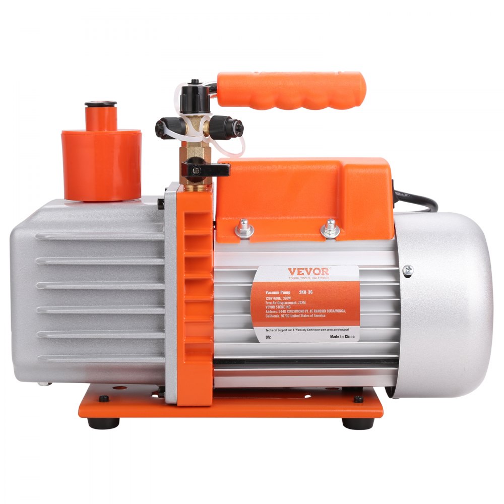 AMITOOLS 1/2 HP 2 Stage Rotary Vane Vacuum Pump, 7 CFM, 120V Air Conditioning Vacuum Pump, 1/4