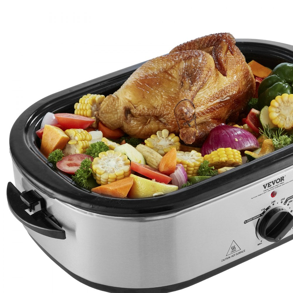 AMITOOLS Electric Roaster Oven, 18 QT Turkey Roaster Oven with Self-Basting Lid, 1450W Roaster Oven with Defrost & Warm Function, Adjustable Temperature, Removable Pan & Rack, Fits Turkeys Up to 22LBS