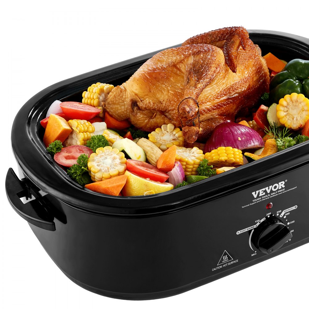 AMITOOLS Electric Roaster Oven, 20 QT Turkey Roaster Oven with Self-Basting Lid, 1450W Roaster Oven with Defrost & Warm Function, Adjustable Temperature, Removable Pan & Rack, Fits Turkeys Up to 24LBS