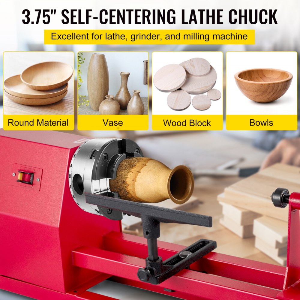 AMITOOLS Lathe Chuck, 3.75 inch Woodturning Chuck 4 Jaws Wood Lathe Bowl Chuck Accessory Bevel Gear and A Case for Woodworking