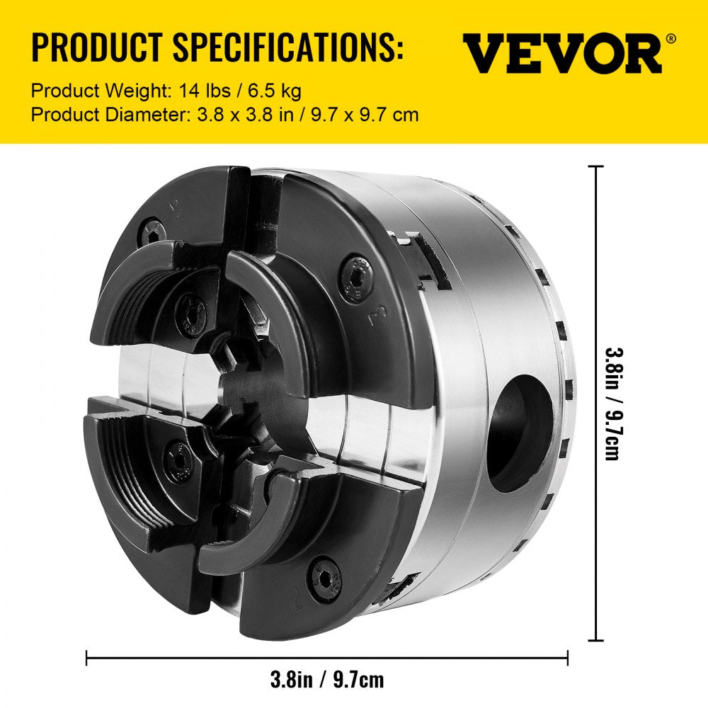 AMITOOLS Lathe Chuck, 3.75 inch Woodturning Chuck 4 Jaws Wood Lathe Bowl Chuck Accessory Bevel Gear and A Case for Woodworking