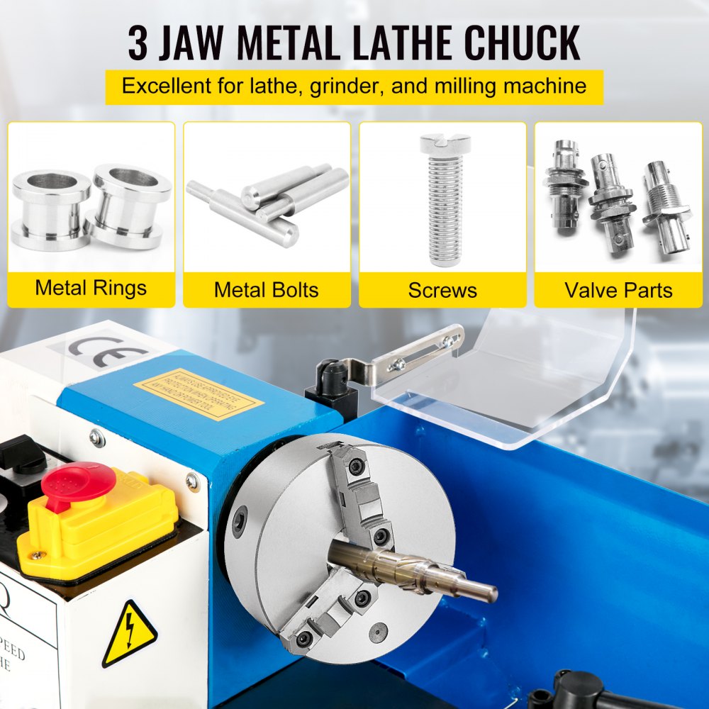 AMITOOLS K11-200 Lathe Chuck 8 Inch 3 Jaw,Self Centering Chuck Hardened Steel Jaws,Internal External Grinding for Lathe Drilling Milling Machine