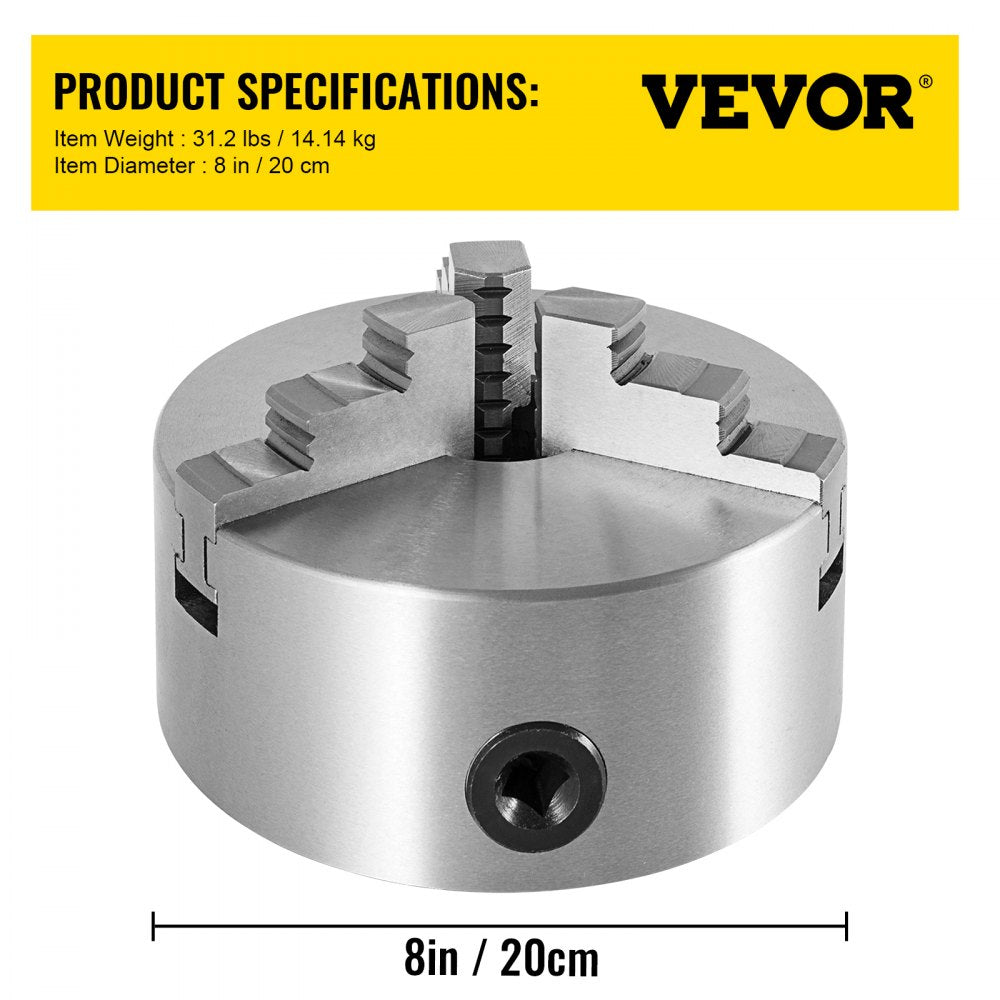 AMITOOLS3 Jaw 8'' K11-200 Lathe Chuck Self Centering Reversible Hardened Steel 200mm