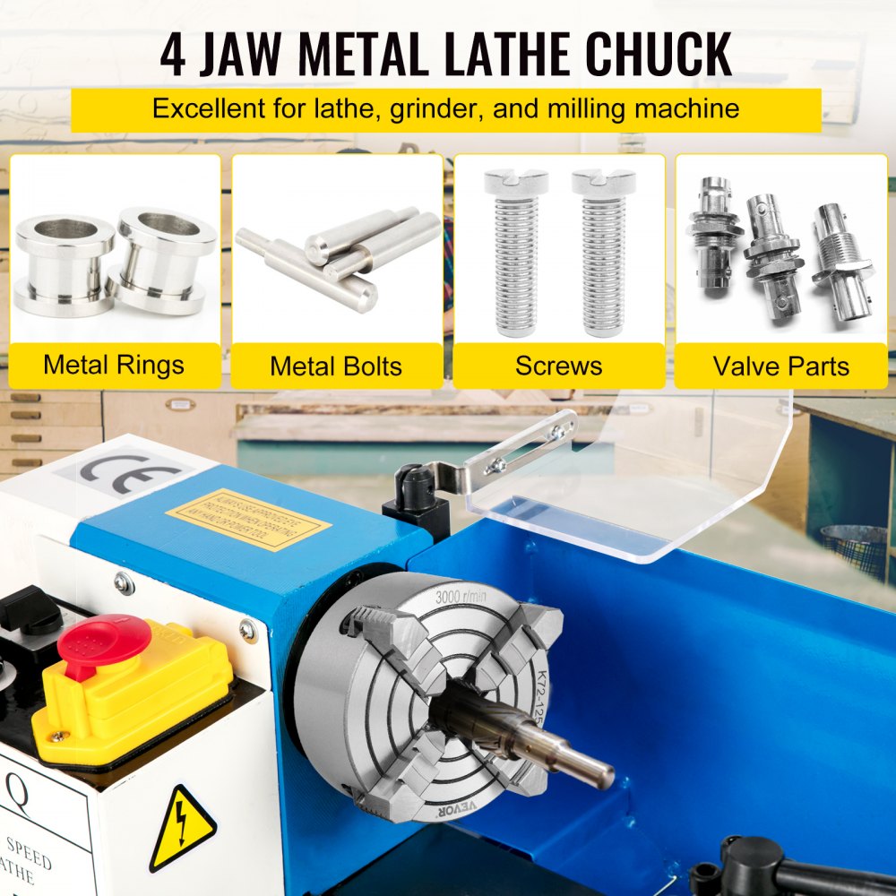 AMITOOLS K72-125 Lathe Chuck 5 Inch 4-Jaw,Lathe Chuck Independent Reversible Jaw,Metal Lathe Chuck Turning Machine Accessories,for Lathes Machine