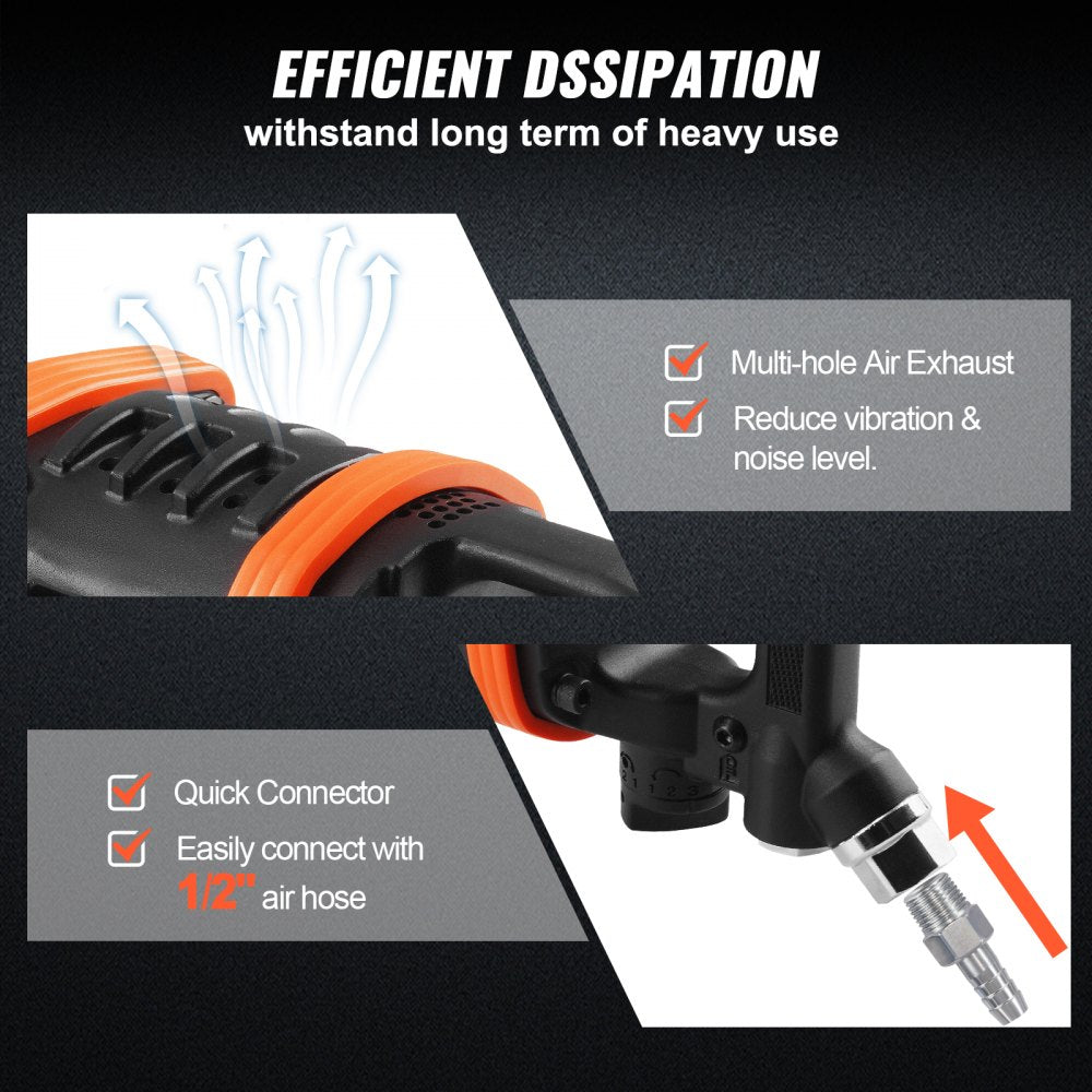 AMITOOLS 1 Inch Air Impact Wrench, Up to 5175 ft-lbs Beast Reverse Torque Output Pneumatic Impact Gun w/ 8 Inch Extended Anvil for Repairs and Maintenance of Heavy Duty Machinery / Semi-Truck / Bus