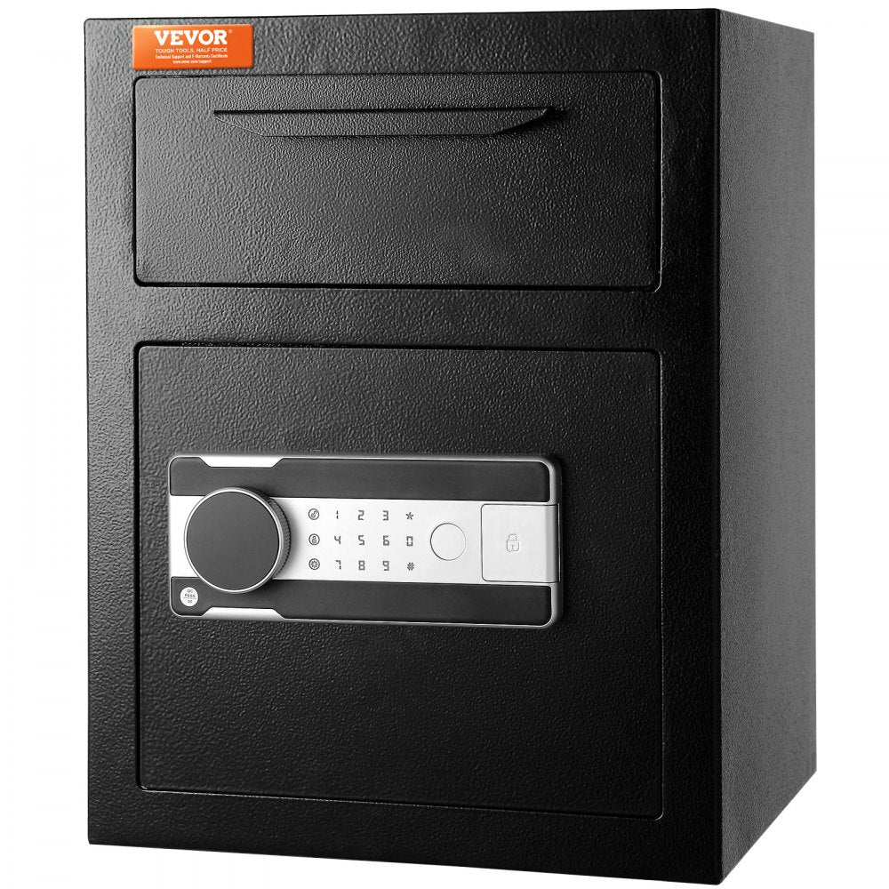 AMITOOLS 1.7 Cub Depository Safe, Deposit Safe with Drop Slot, Electronic Code Lock and 2 Emergency Keys, 17.71'' x 13.77'' x 13.77'' Business Drop Slot Safe for Cash, Mail in Home, Hotel, Office