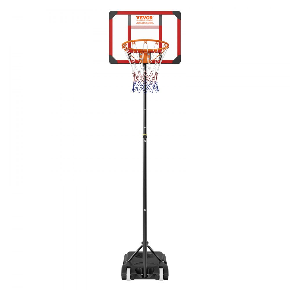 AMITOOLS Basketball Hoop, 5-7 ft Adjustable Height Portable Backboard System, 28 inch Basketball Hoop & Goal, Kids & Adults Basketball Set with Wheels, Stand, and Fillable Base, for Outdoor/Indoor