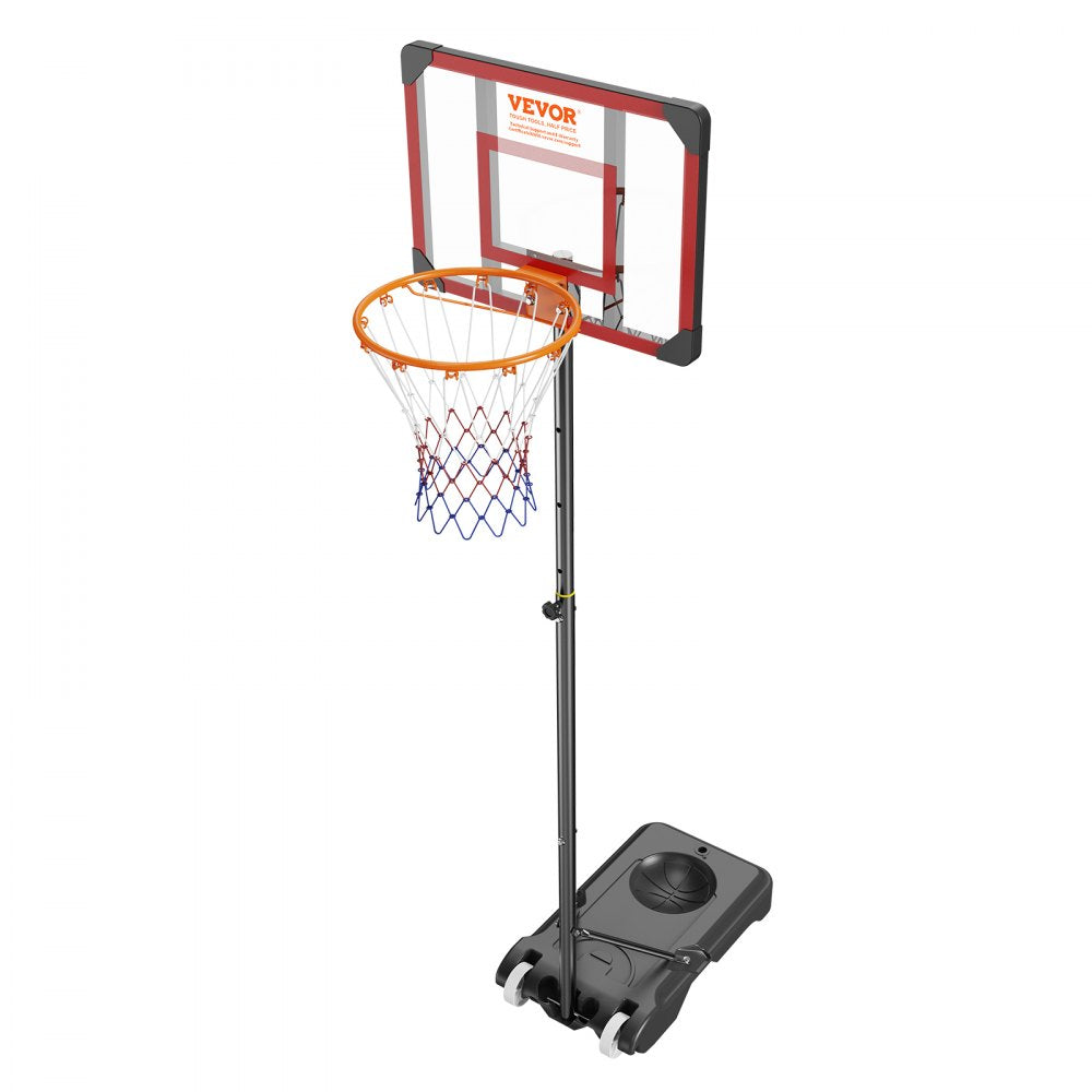 AMITOOLS Basketball Hoop, 5-7 ft Adjustable Height Portable Backboard System, 28 inch Basketball Hoop & Goal, Kids & Adults Basketball Set with Wheels, Stand, and Fillable Base, for Outdoor/Indoor