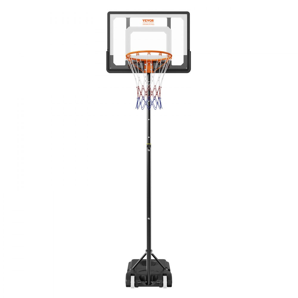 AMITOOLS Basketball Hoop, 5-7 ft Adjustable Height Portable Backboard System, 32 inch Basketball Hoop & Goal, Kids & Adults Basketball Set with Wheels, Stand, and Fillable Base, for Outdoor/Indoor