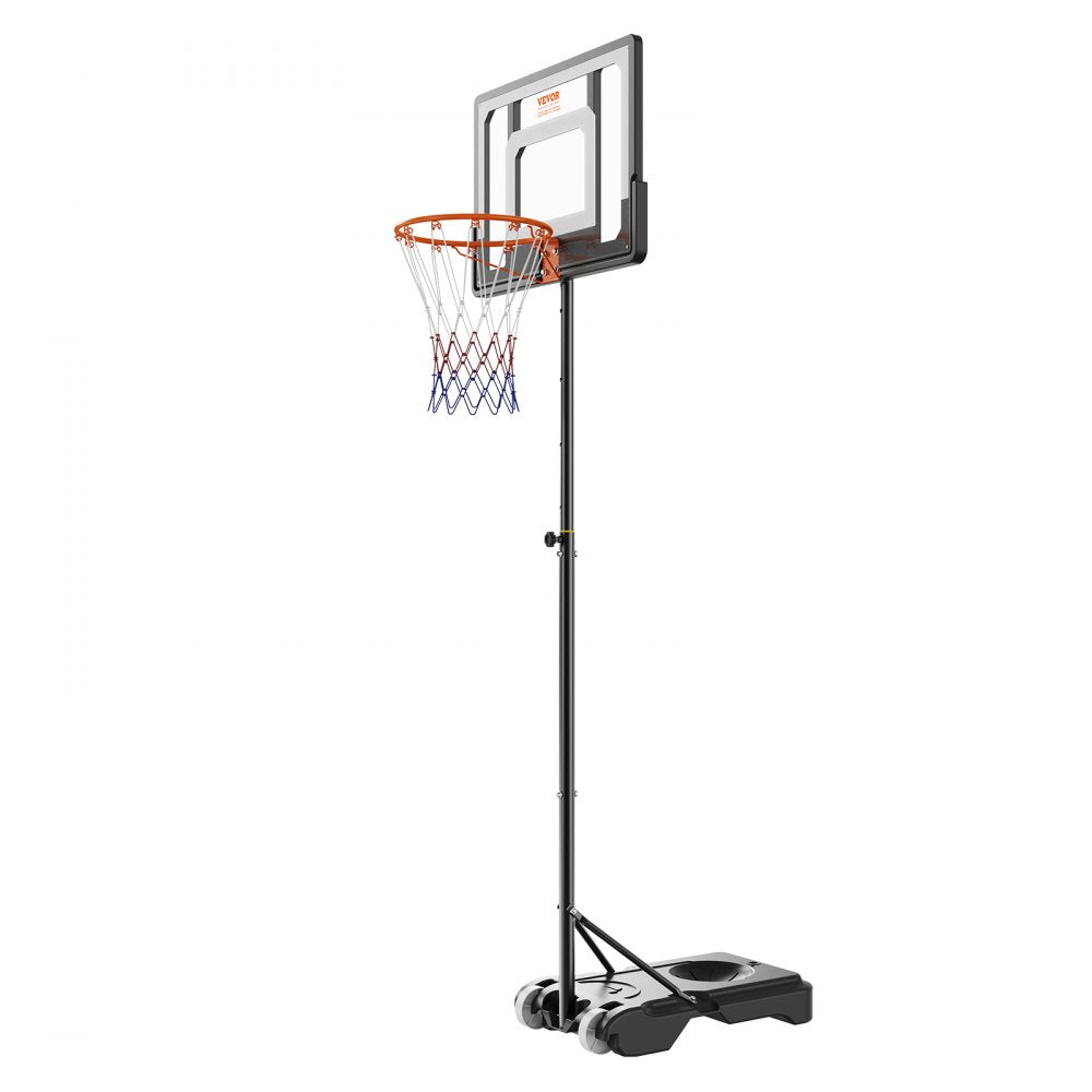 AMITOOLS Basketball Hoop, 5-7 ft Adjustable Height Portable Backboard System, 32 inch Basketball Hoop & Goal, Kids & Adults Basketball Set with Wheels, Stand, and Fillable Base, for Outdoor/Indoor